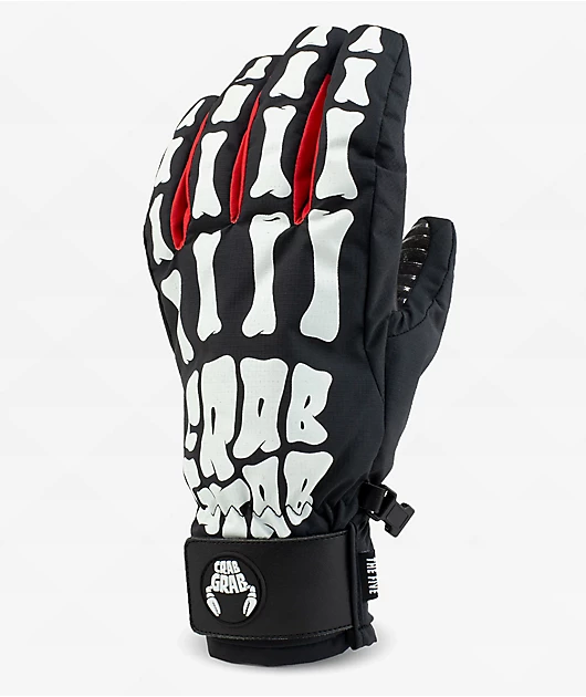 Crab Grab Five Bones 15K Black & White Snow Gloves