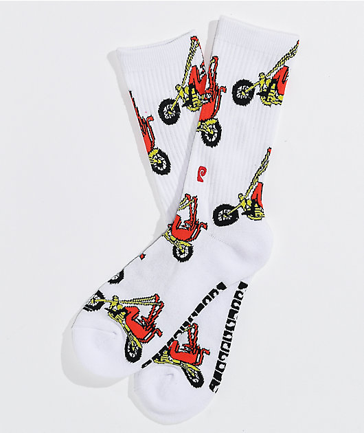 Psockadelic Hell Ride White Crew Socks
