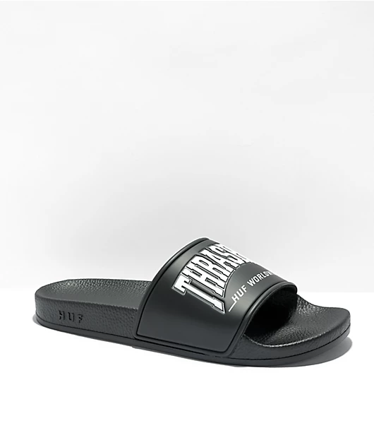 93379-huf-x-thrasher-black-slide-sandals-1.webp HUF x THRASHER Black Slide Sandals