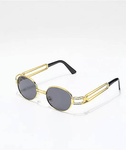 Petals and Peacocks Domina Black & Gold Sunglasses