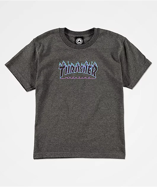 Thrasher Kids Flame Logo Grey T-Shirt
