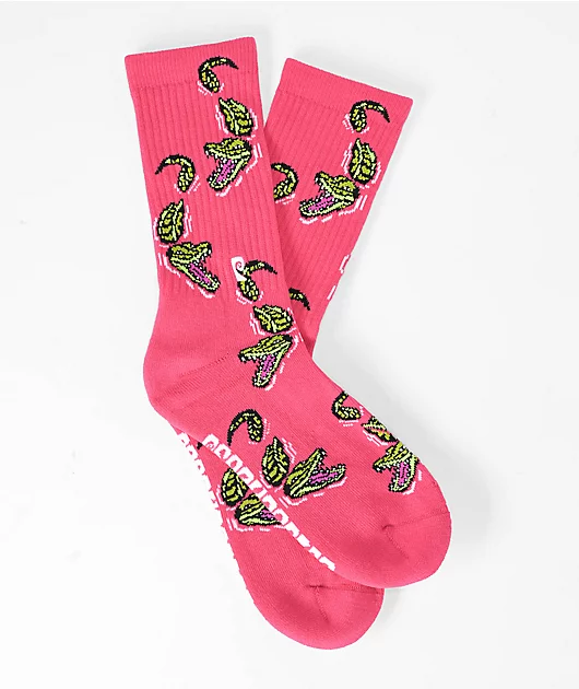 Psockadelic Croc Pink Crew Socks
