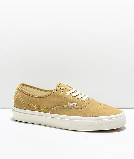 Vans Authentic Eco Theory Mustard Gold & True White Skate Shoes