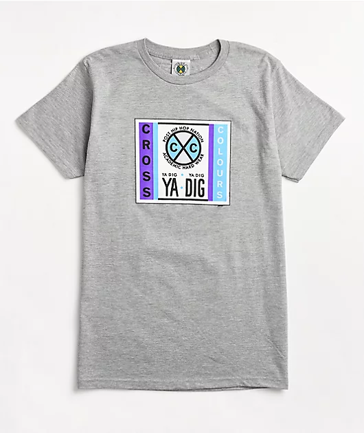 Cross Colours Puff Label Logo Grey T-Shirt