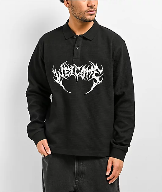 94944-welcome-sharp-black-long-sleeve-polo-shirt-1.webp Welcome Sharp Black Long Sleeve Polo Shirt