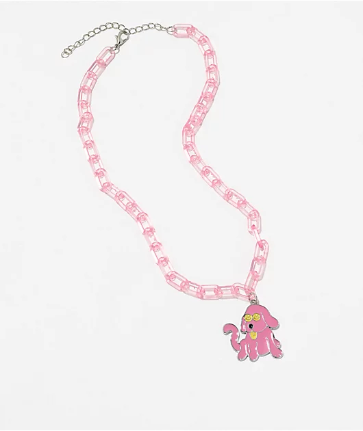 95228-stone-locket-derp-dog-15.5-pink-chain-necklace-2.webp Stone + Locket Derp Dog 15.5\" Pink Chain Necklace