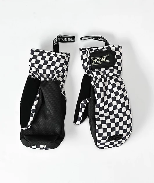 Howl Flyweight Black & White Checkered 10K Snowboard Mittens