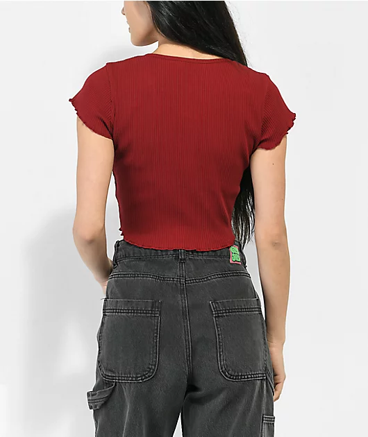 95513-santa-cruz-blocker-dot-sangria-button-front-crop-top-2.webp Santa Cruz Blocker Dot Sangria Button Front Crop Top