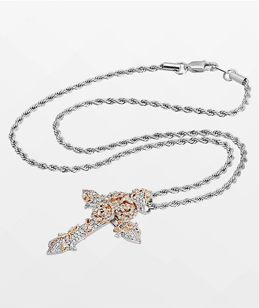 95876-the-gold-gods-diamond-rose-cross-silver-22-chain-necklace-2.webp The Gold Gods Diamond Rose Cross Silver 22\" Chain Necklace