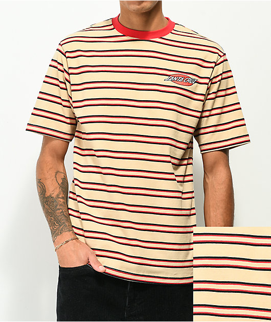 Santa Cruz Oval Dot Sand Brown Stripe T-Shirt