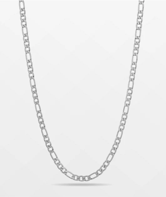 King Ice 20\" Figaro Silver Chain Necklace
