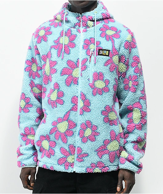 A-Lab Dazer Flower Blue Hooded Fleece Zip Jacket