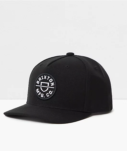 Brixton Crest Black Snapback Hat