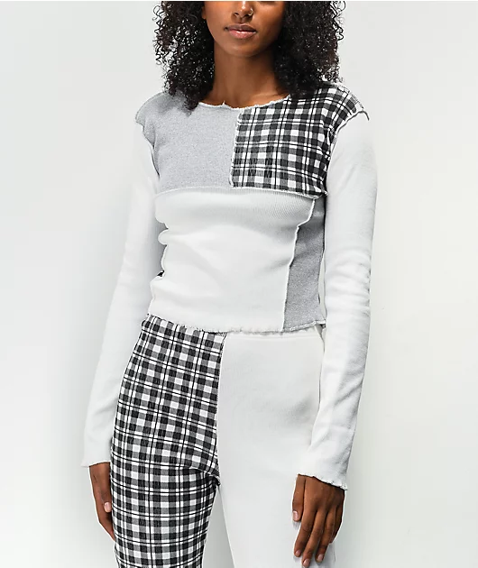 98927-daisy-street-patchwork-long-sleeve-crop-top-1.webp Daisy Street Patchwork Long Sleeve Crop Top
