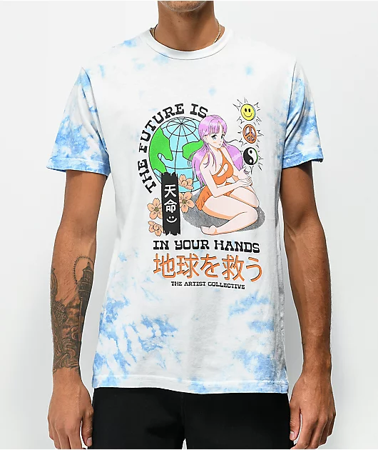 Artist Collective In Your Hands Blue Tie Dye T-Shirt